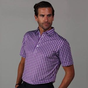 Collars & Co. Semi-Spread Collar Westport Purple Tattersall R135-25 R137 R139